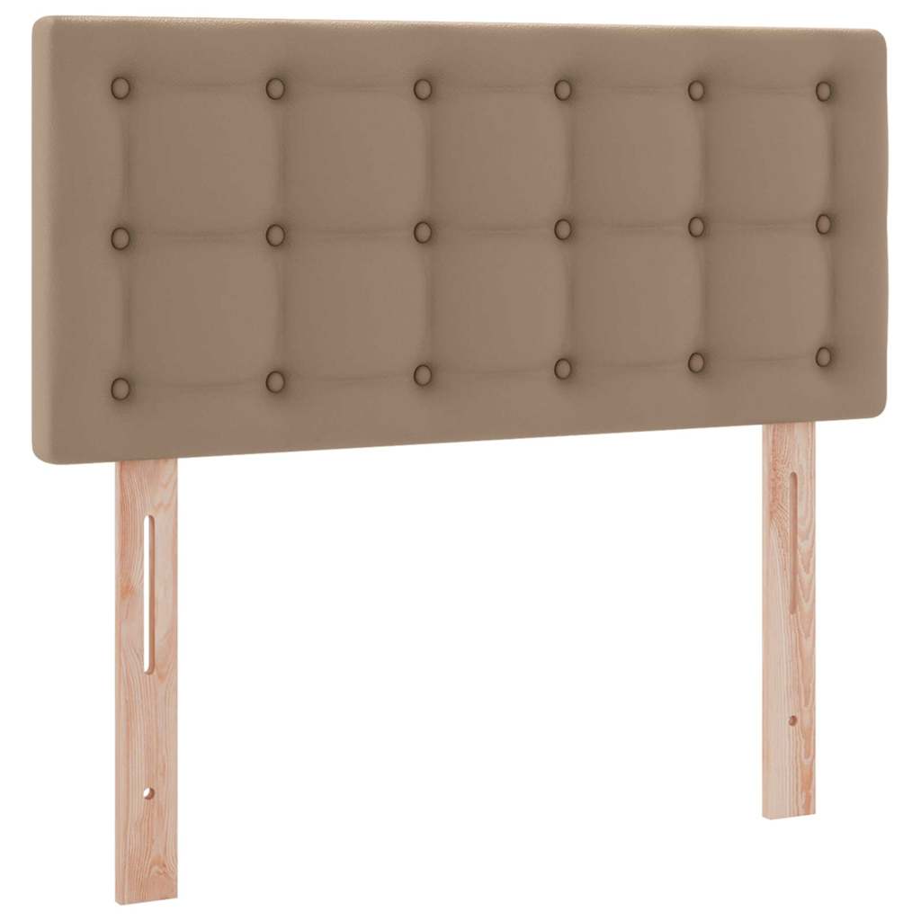 Bett mit Matratze mit LED Cappuccino 90 x 200 cm Kunstleder