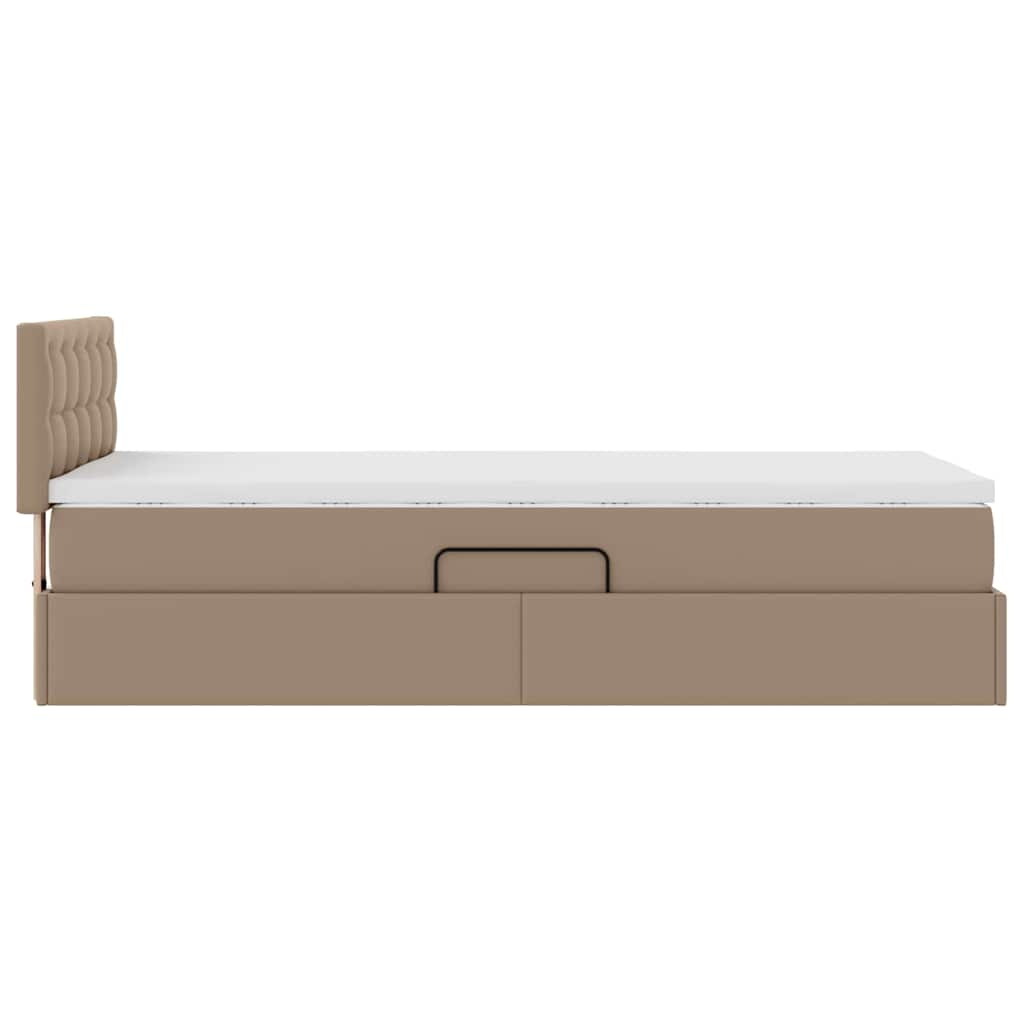 Bett mit Matratze mit LED Cappuccino 90 x 200 cm Kunstleder