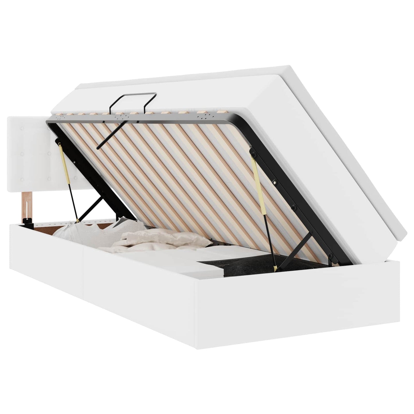 Bett mit Matratze mit LED Reinweiß 100 x 200 cm Kunstleder