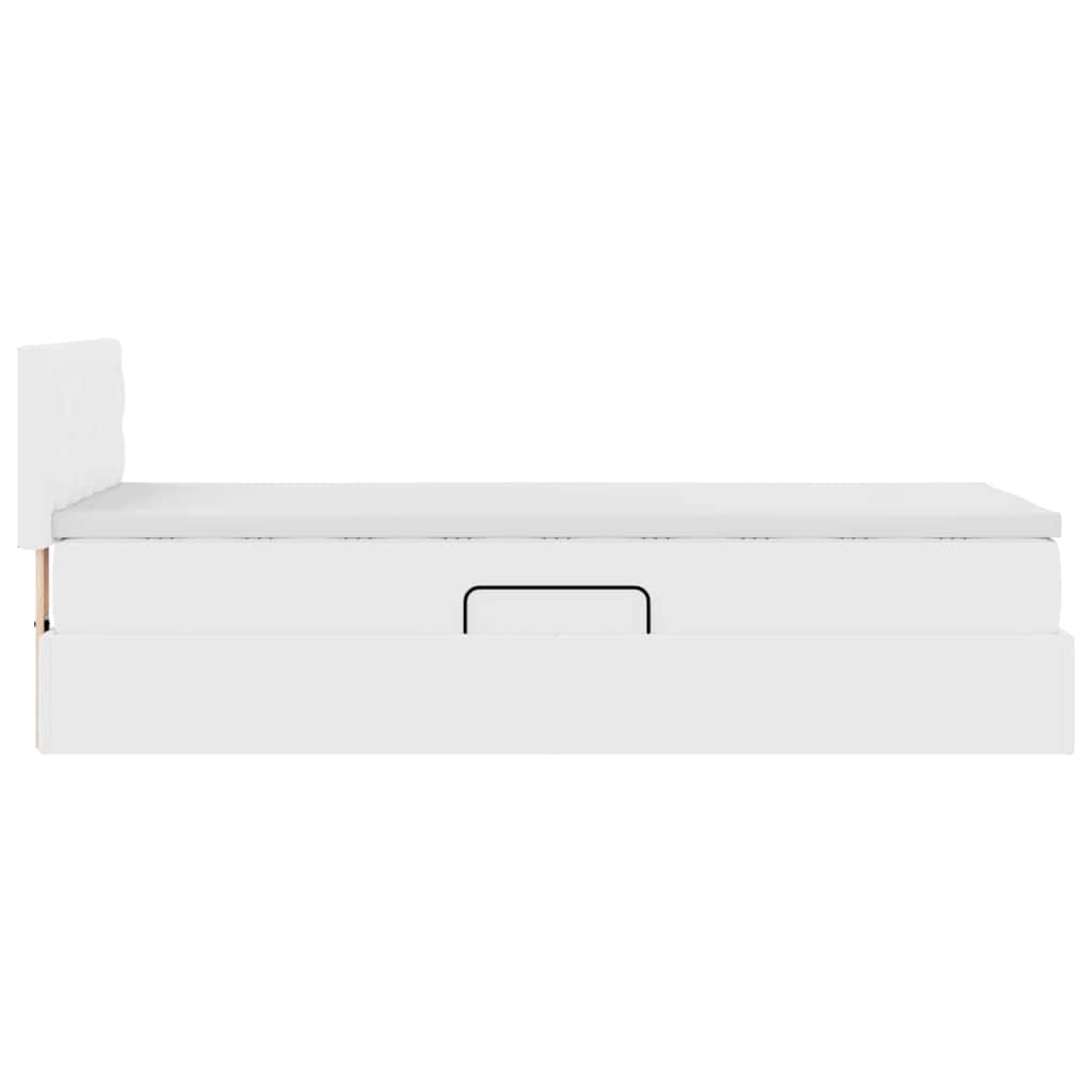Bett mit Matratze mit LED Reinweiß 100 x 200 cm Kunstleder
