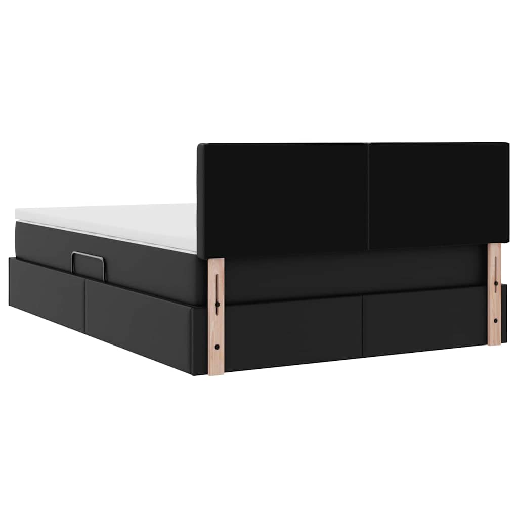 Bett mit Matratze mit LED Schwarz 140 x 200 cm Kunstleder