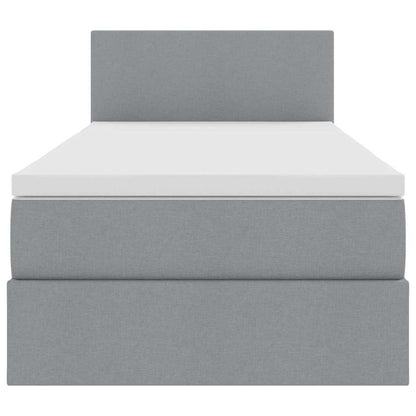 LED-Speicherbett mit Matratze Hellgrau 90 x 200 cm Stoff