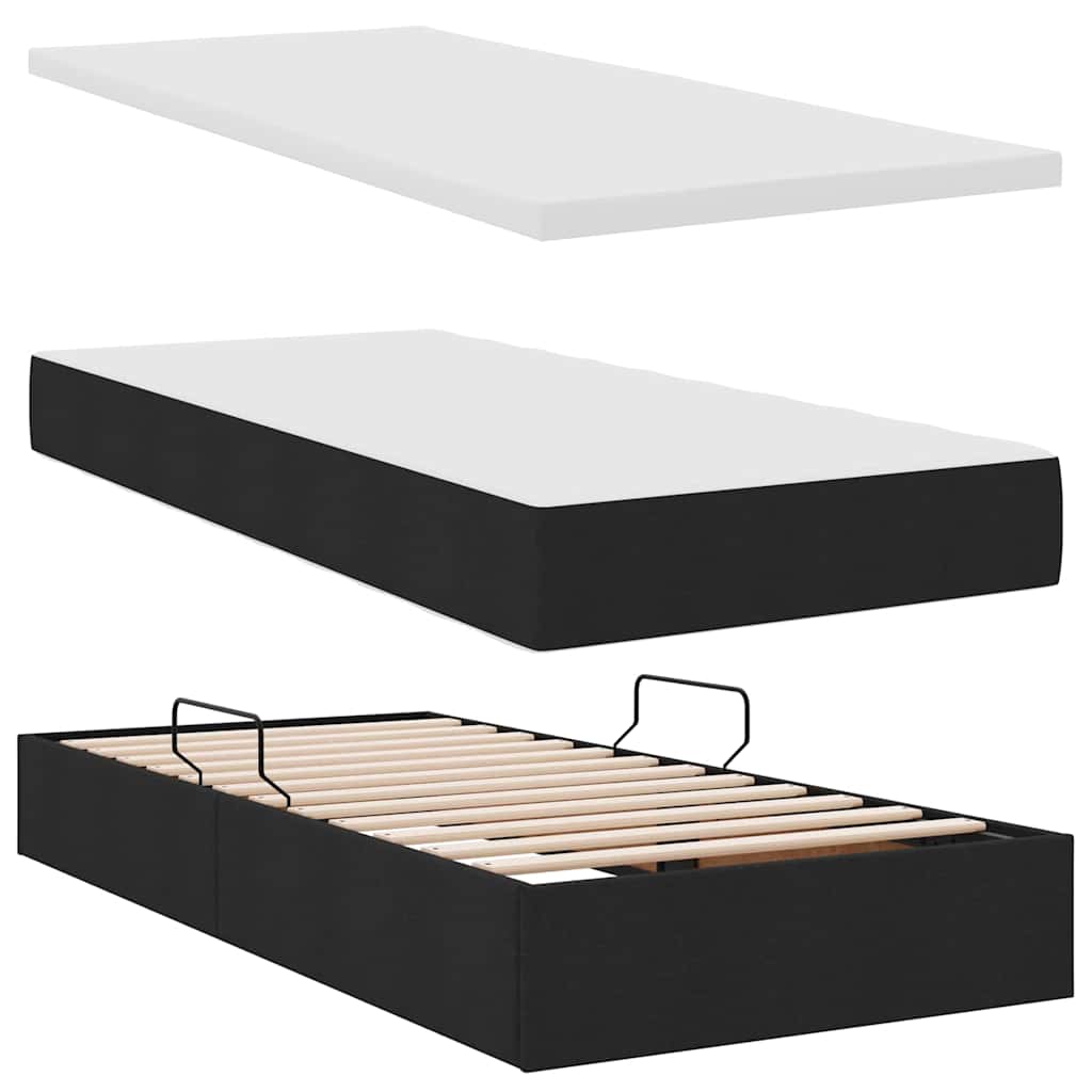 LED-Speicherbett mit Matratze Schwarz 90 x 200 cm Stoff
