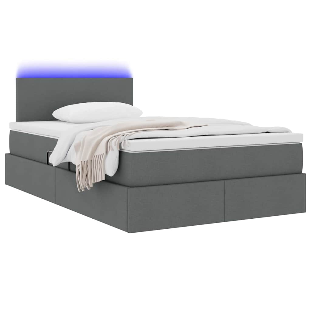 LED-Speicherbett mit Matratze Dunkelgrau 120 x 200 cm Stoff