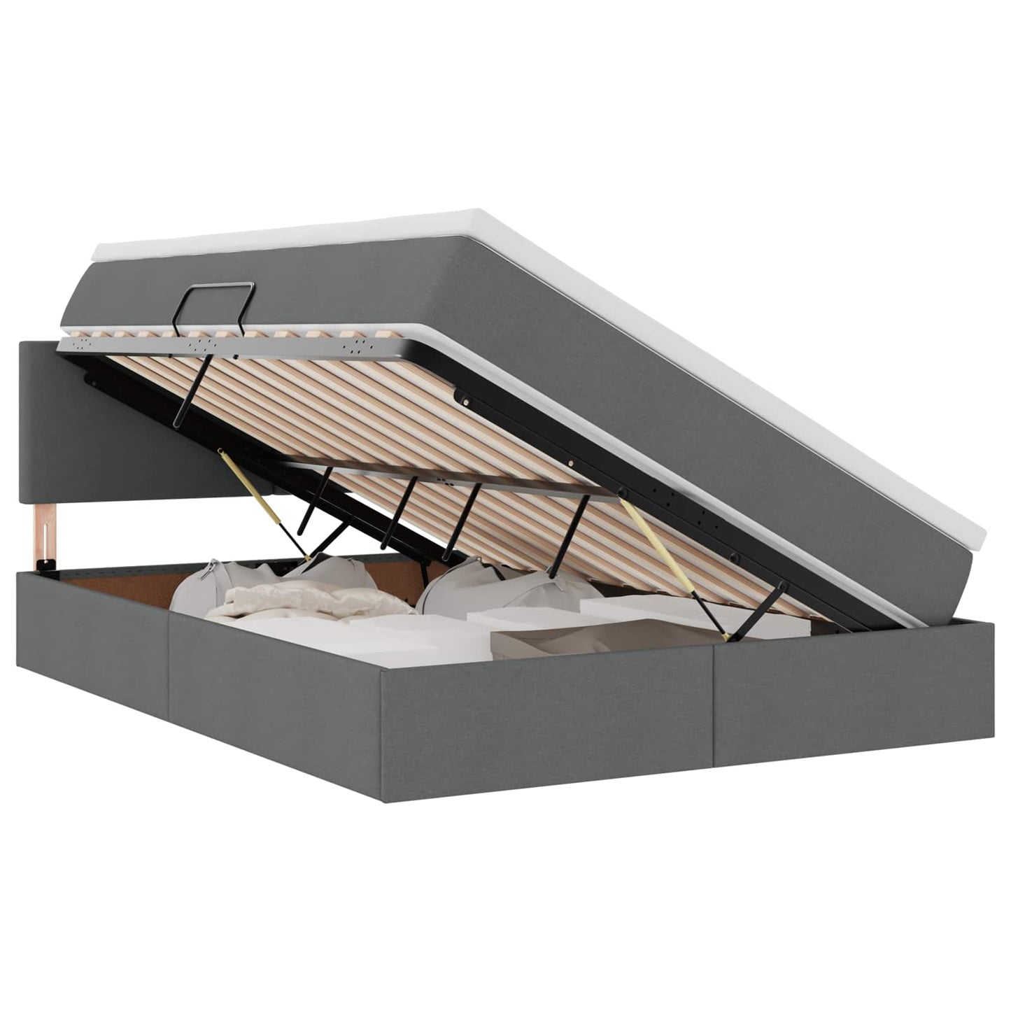 LED-Speicherbett mit Matratze Dunkelgrau 140 x 200 cm Stoff