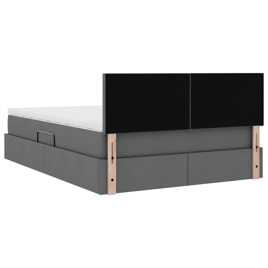 LED-Speicherbett mit Matratze Dunkelgrau 140 x 200 cm Stoff