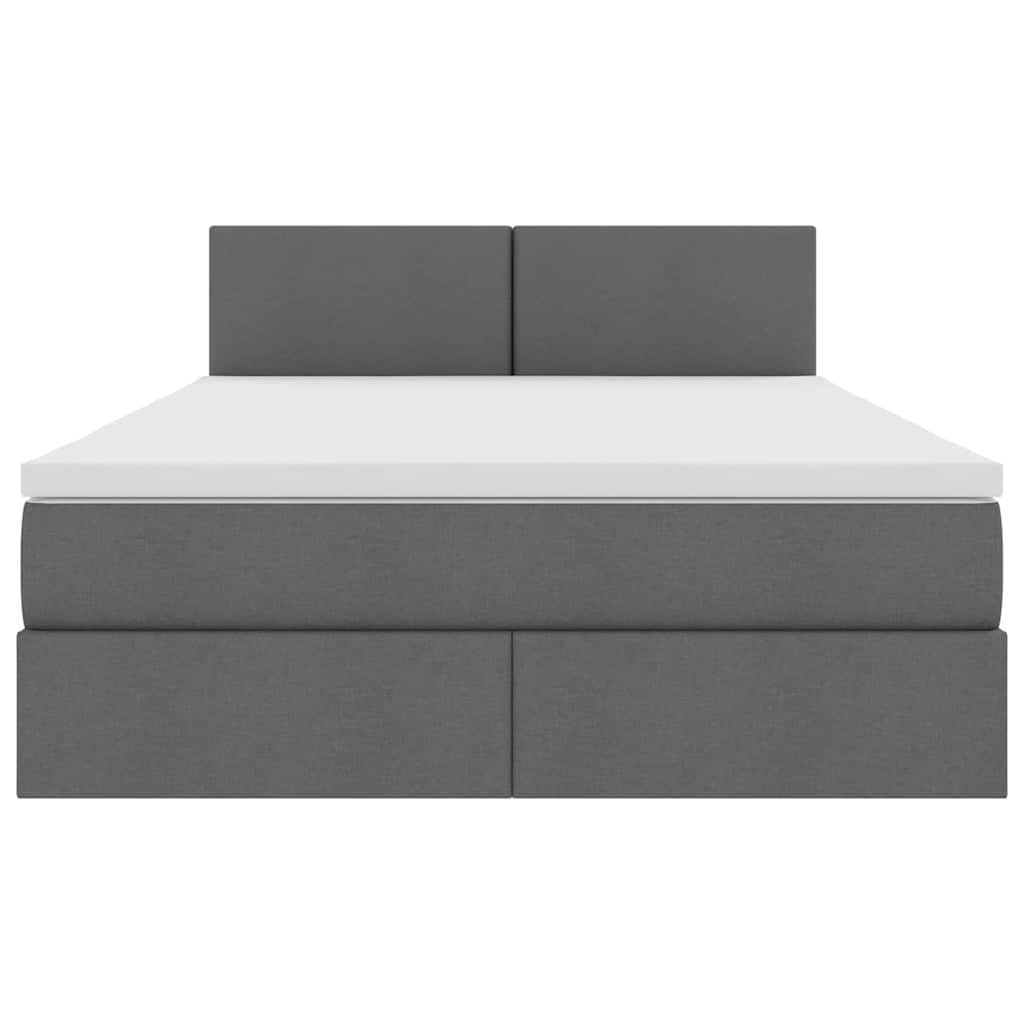 LED-Speicherbett mit Matratze Dunkelgrau 140 x 200 cm Stoff