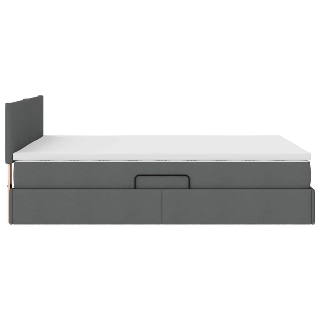 LED-Speicherbett mit Matratze Dunkelgrau 140 x 200 cm Stoff