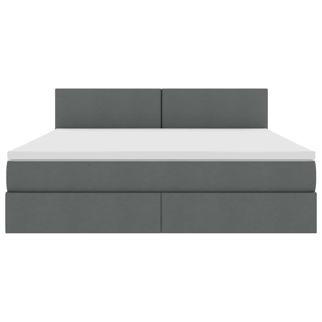 LED-Speicherbett mit Matratze Dunkelgrau 160 x 200 cm Stoff