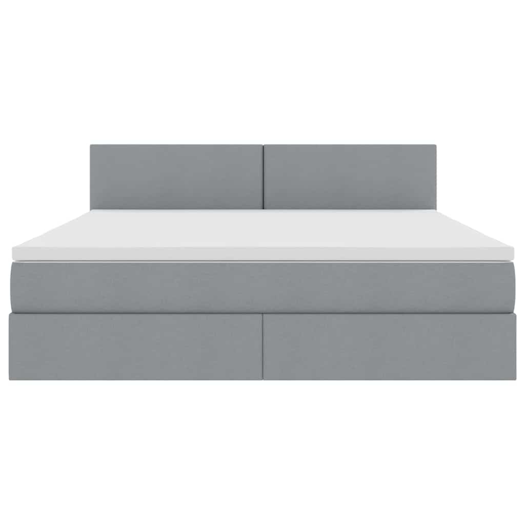 LED-Speicherbett mit Matratze Hellgrau 180 x 200 cm Stoff