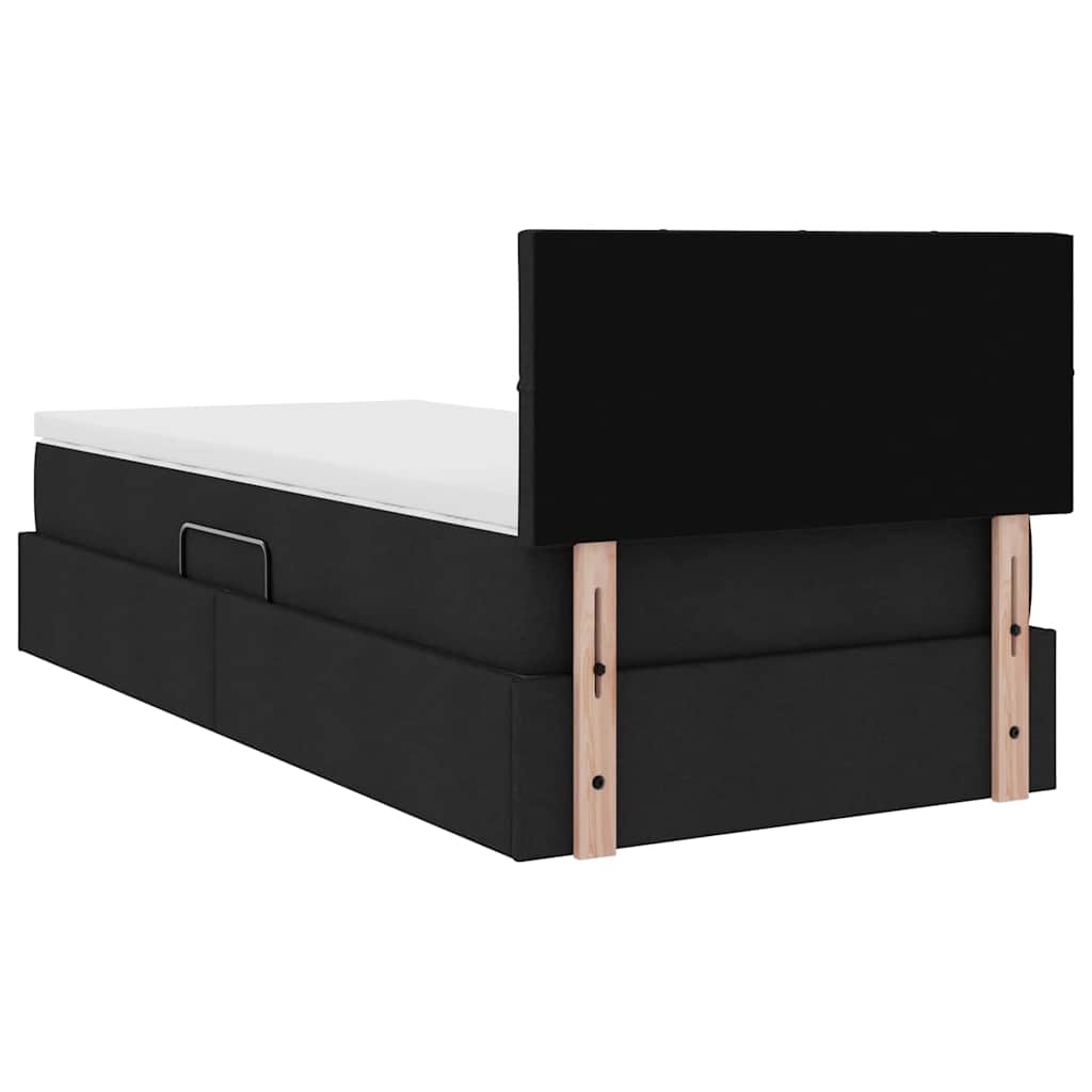 LED-Speicherbett mit Matratze Schwarz 90 x 190 cm Stoff