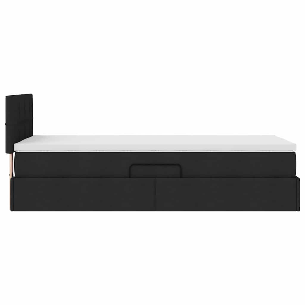 LED-Speicherbett mit Matratze Schwarz 90 x 190 cm Stoff
