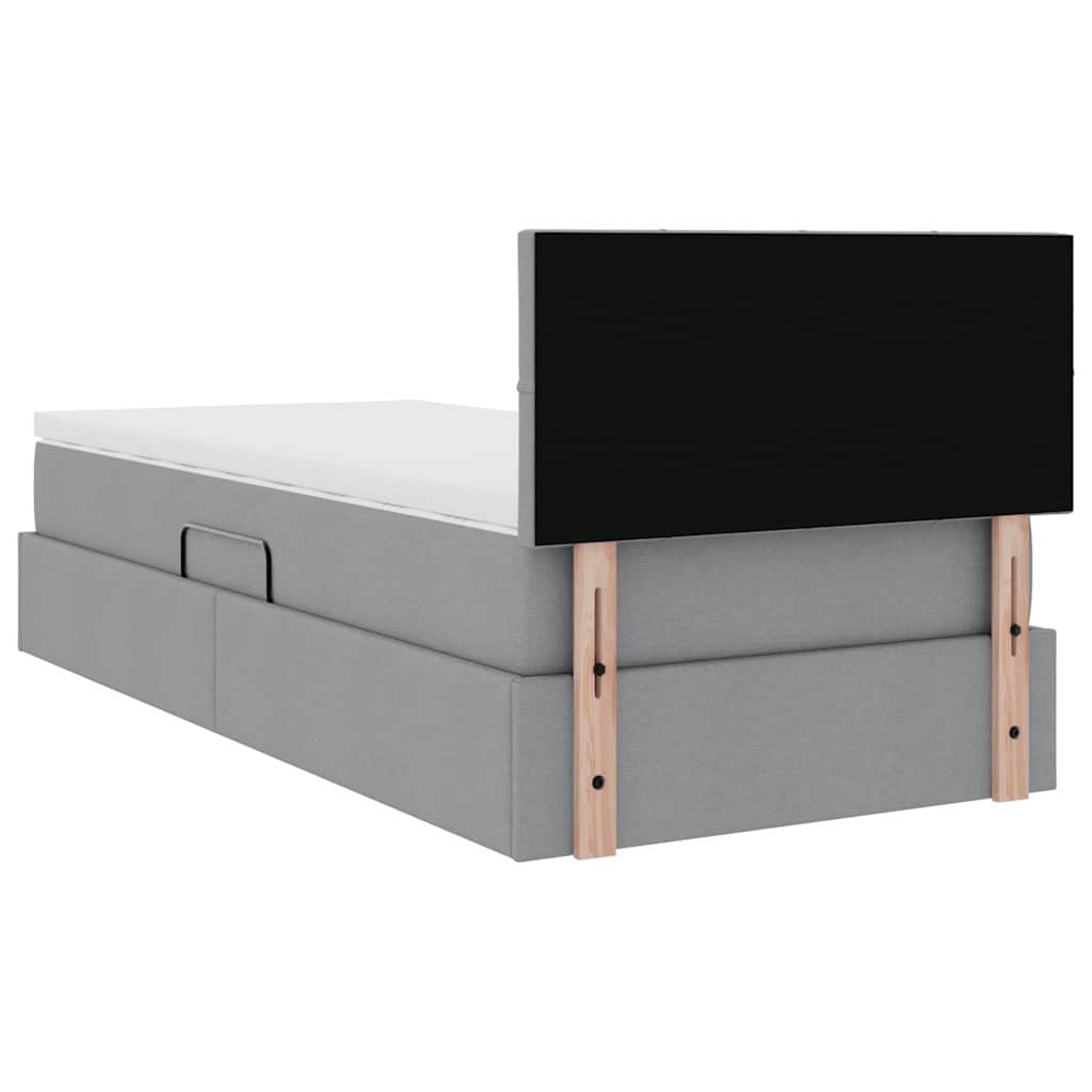 LED-Speicherbett mit Matratze Hellgrau 90 x 200 cm Stoff