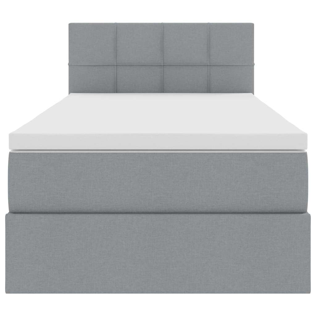 LED-Speicherbett mit Matratze Hellgrau 90 x 200 cm Stoff