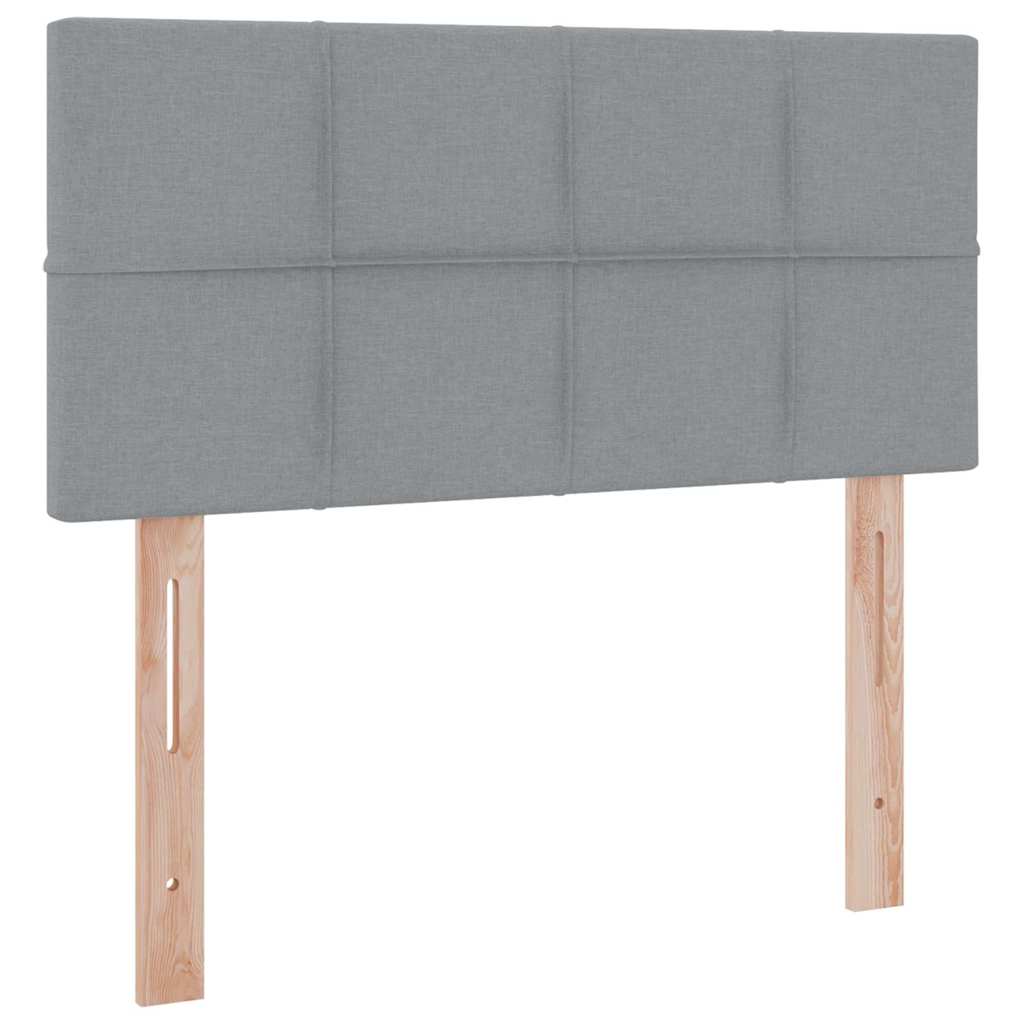 LED-Speicherbett mit Matratze Hellgrau 90 x 200 cm Stoff