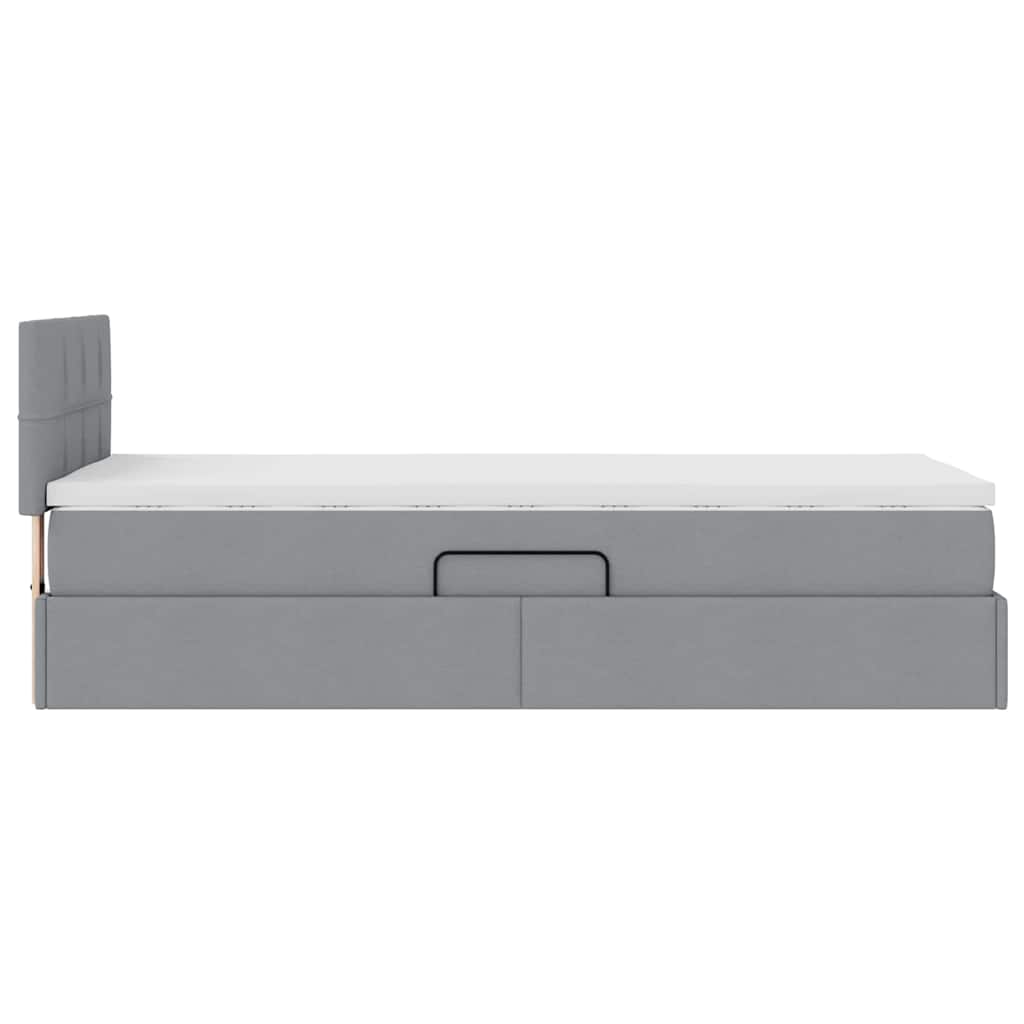 LED-Speicherbett mit Matratze Hellgrau 90 x 200 cm Stoff