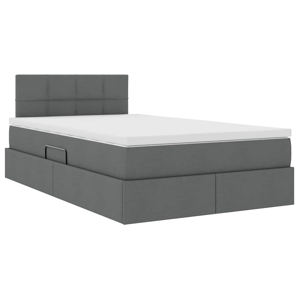 LED-Speicherbett mit Matratze Dunkelgrau 120 x 200 cm Stoff