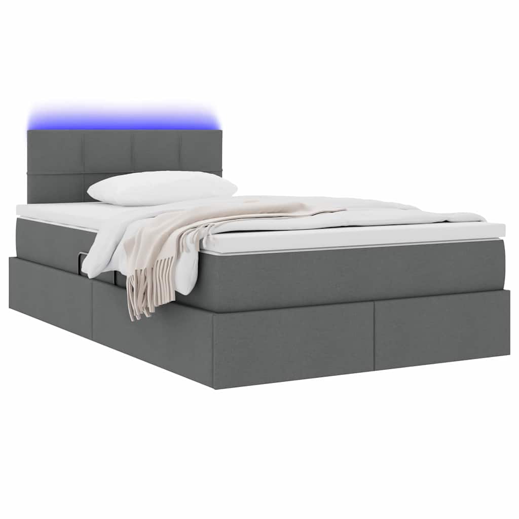 LED-Speicherbett mit Matratze Dunkelgrau 120 x 200 cm Stoff