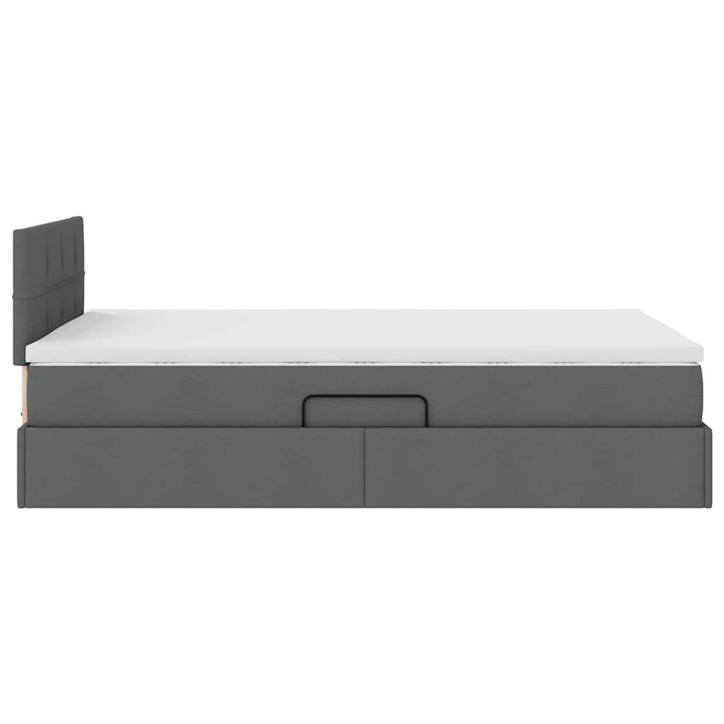 LED-Speicherbett mit Matratze Dunkelgrau 120 x 200 cm Stoff