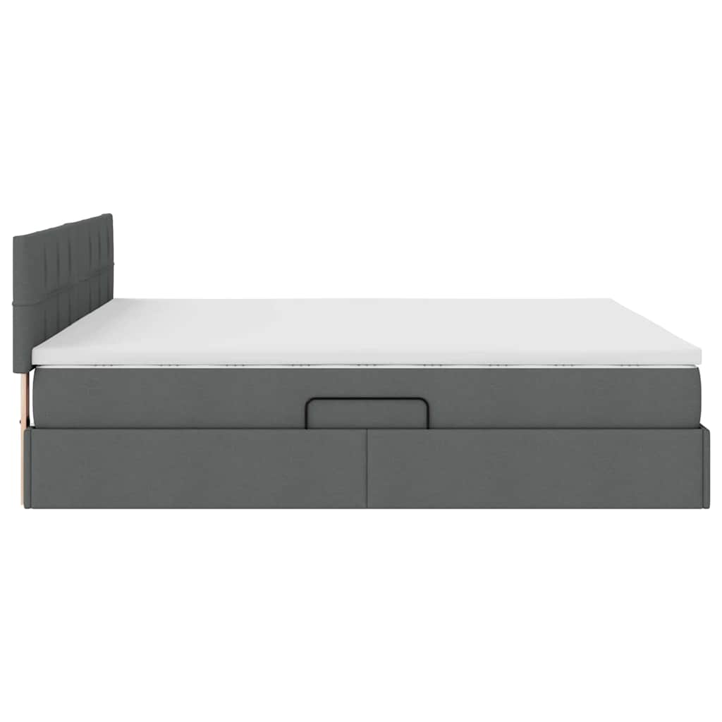 LED-Speicherbett mit Matratze Dunkelgrau 160 x 200 cm Stoff