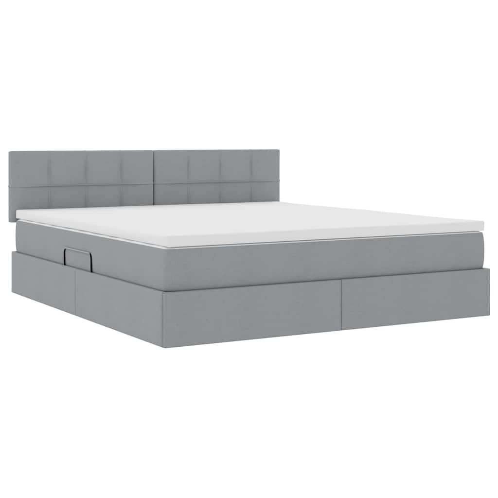 LED-Speicherbett mit Matratze Hellgrau 180 x 200 cm Stoff