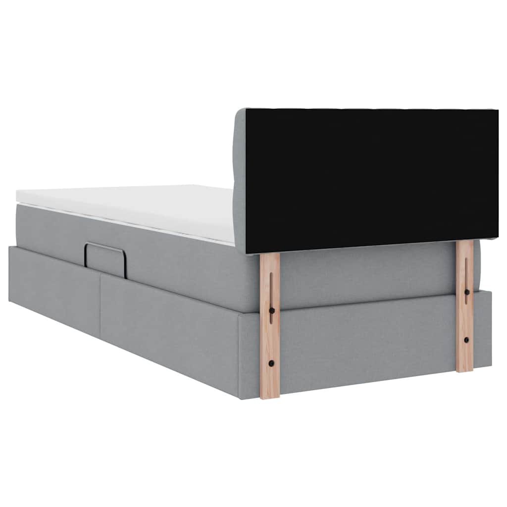 LED-Speicherbett mit Matratze Hellgrau 100 x 200 cm Stoff