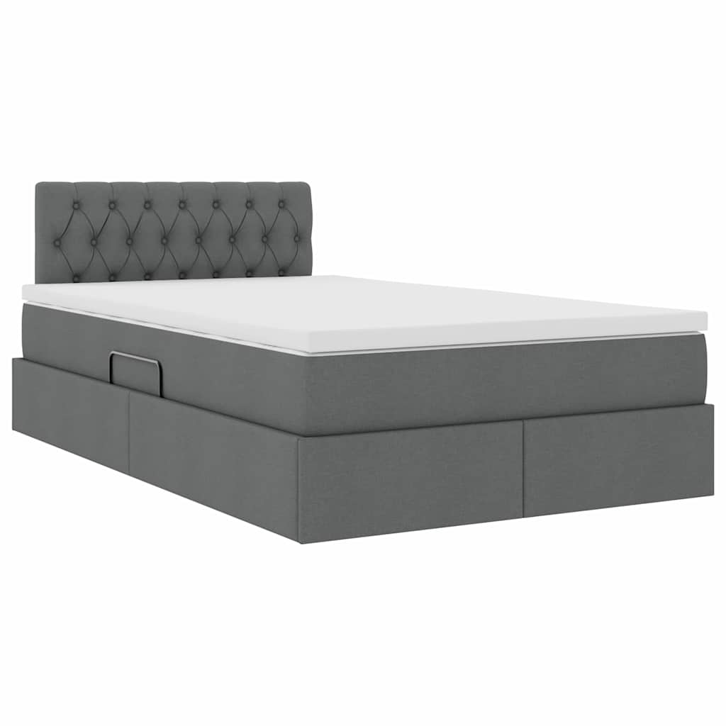 LED-Speicherbett mit Matratze Dunkelgrau 120 x 200 cm Stoff