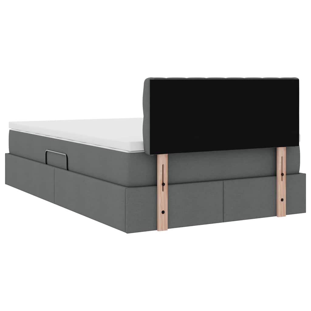 LED-Speicherbett mit Matratze Dunkelgrau 120 x 200 cm Stoff