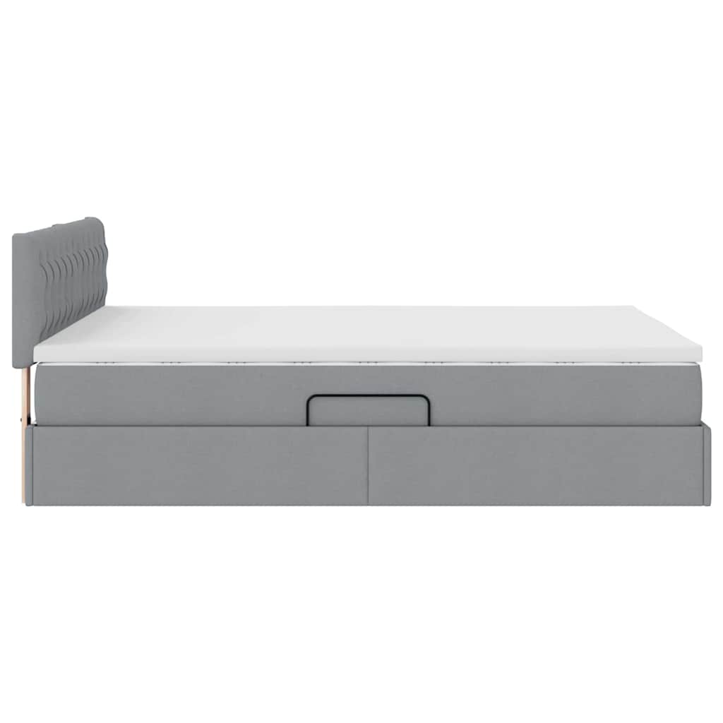 LED-Speicherbett mit Matratze Hellgrau 140 x 200 cm Stoff