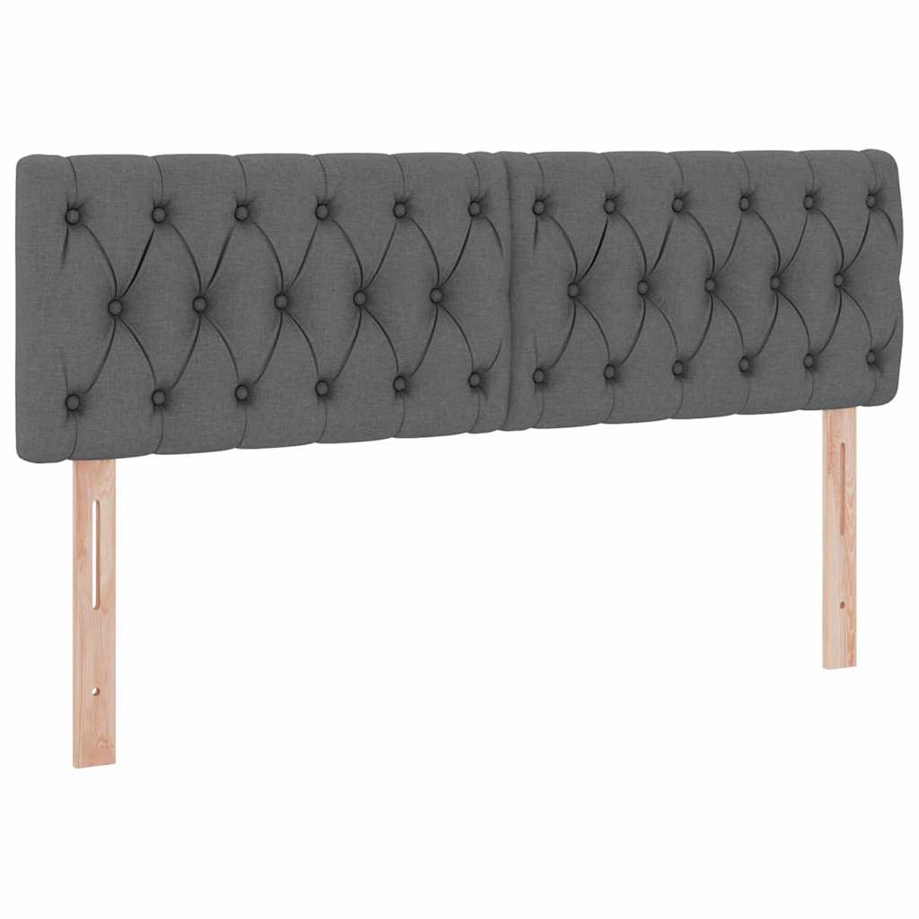 LED-Speicherbett mit Matratze Dunkelgrau 140 x 200 cm Stoff
