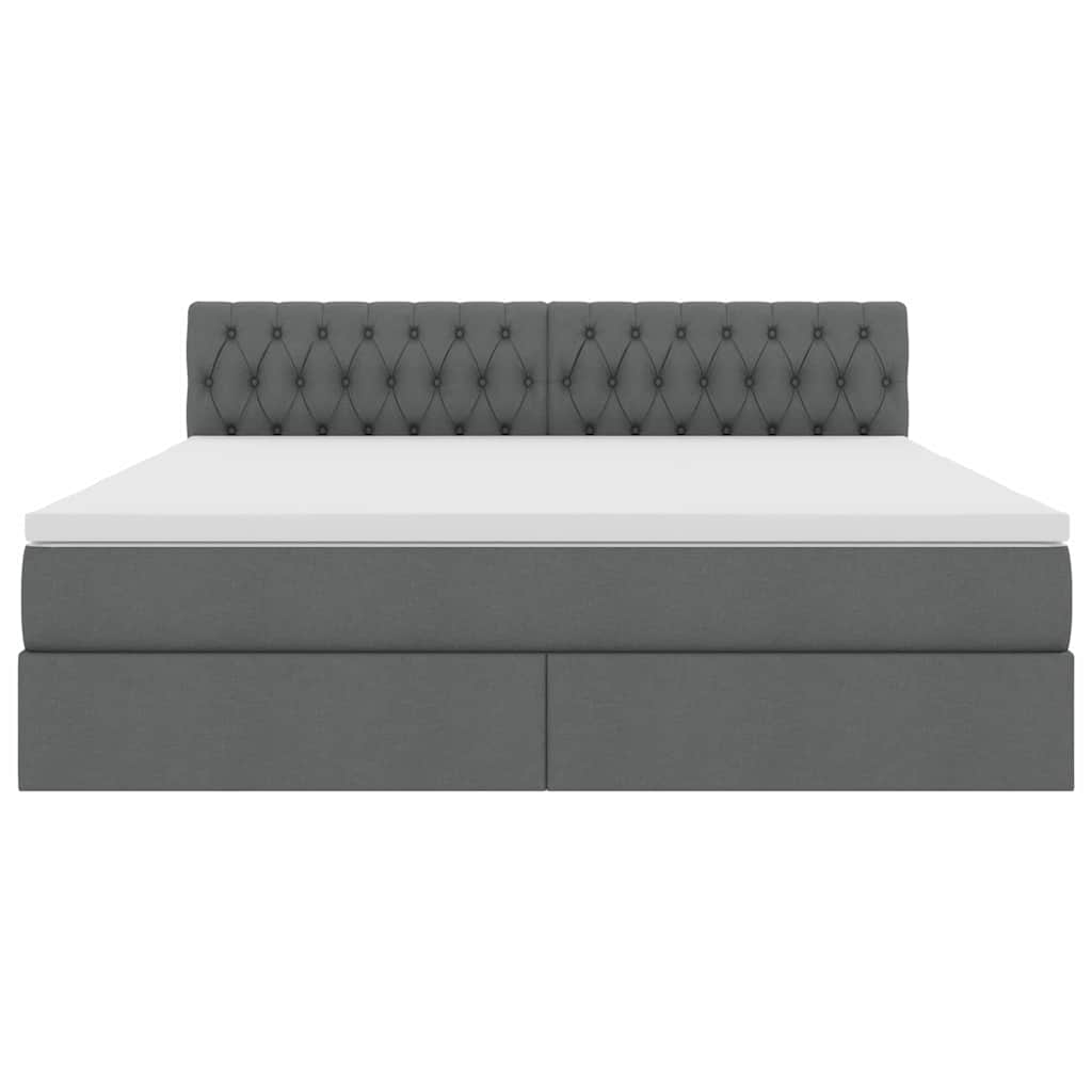 LED-Speicherbett mit Matratze Dunkelgrau 160 x 200 cm Stoff