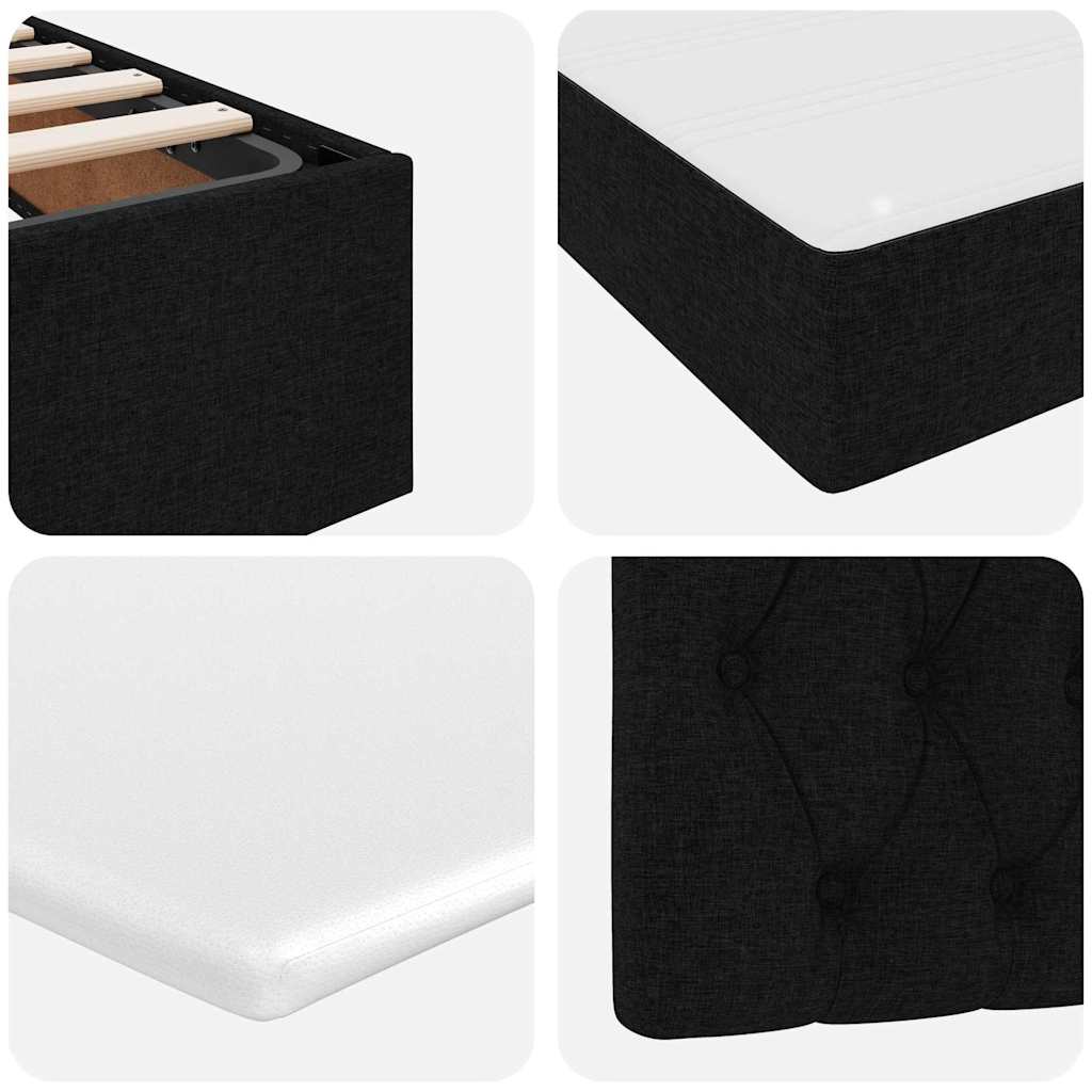 LED-Speicherbett mit Matratze Schwarz 160 x 200 cm Stoff