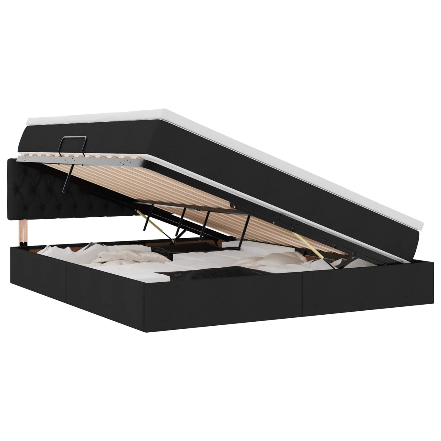 LED-Speicherbett mit Matratze Schwarz 160 x 200 cm Stoff