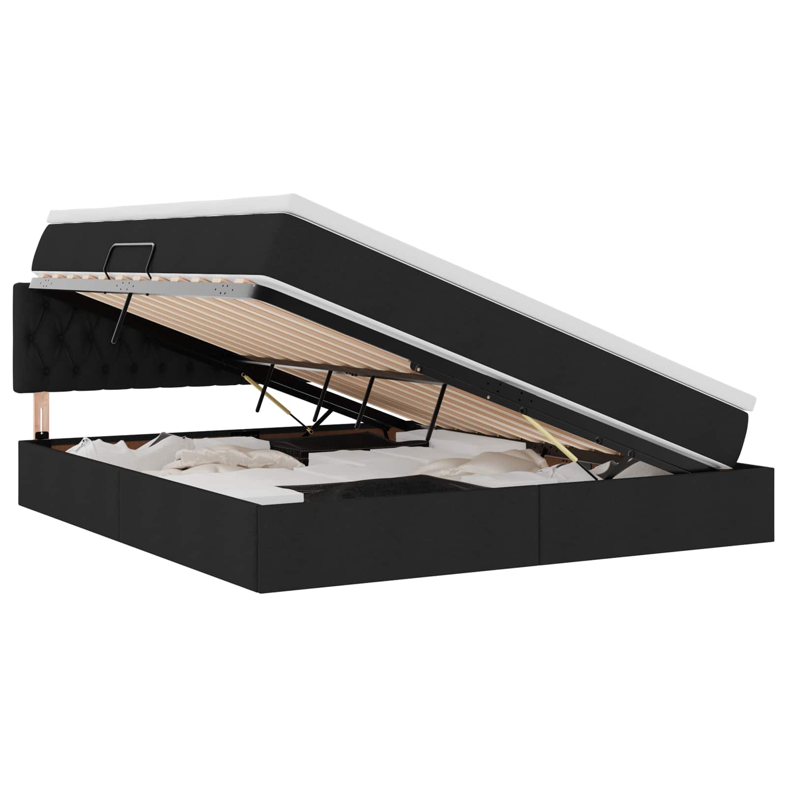 LED-Speicherbett mit Matratze Schwarz 160 x 200 cm Stoff