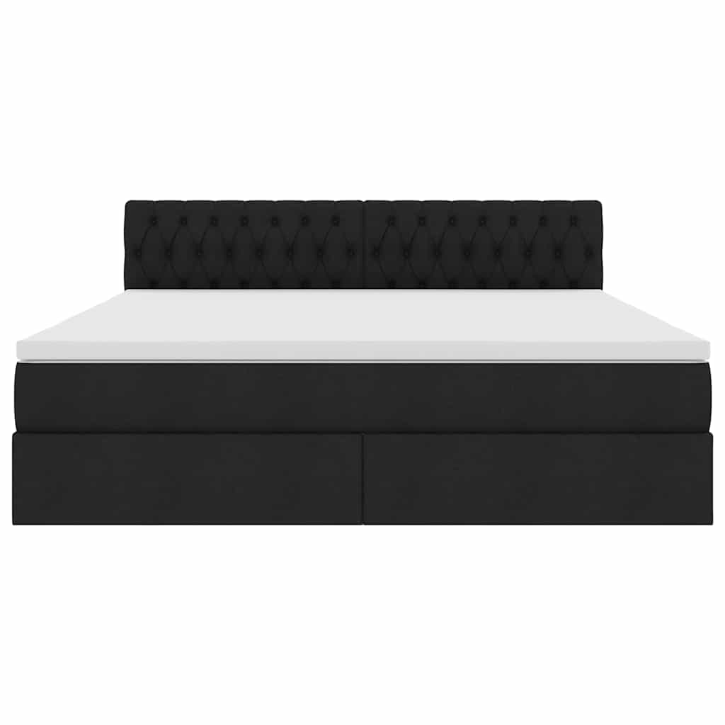 LED-Speicherbett mit Matratze Schwarz 160 x 200 cm Stoff