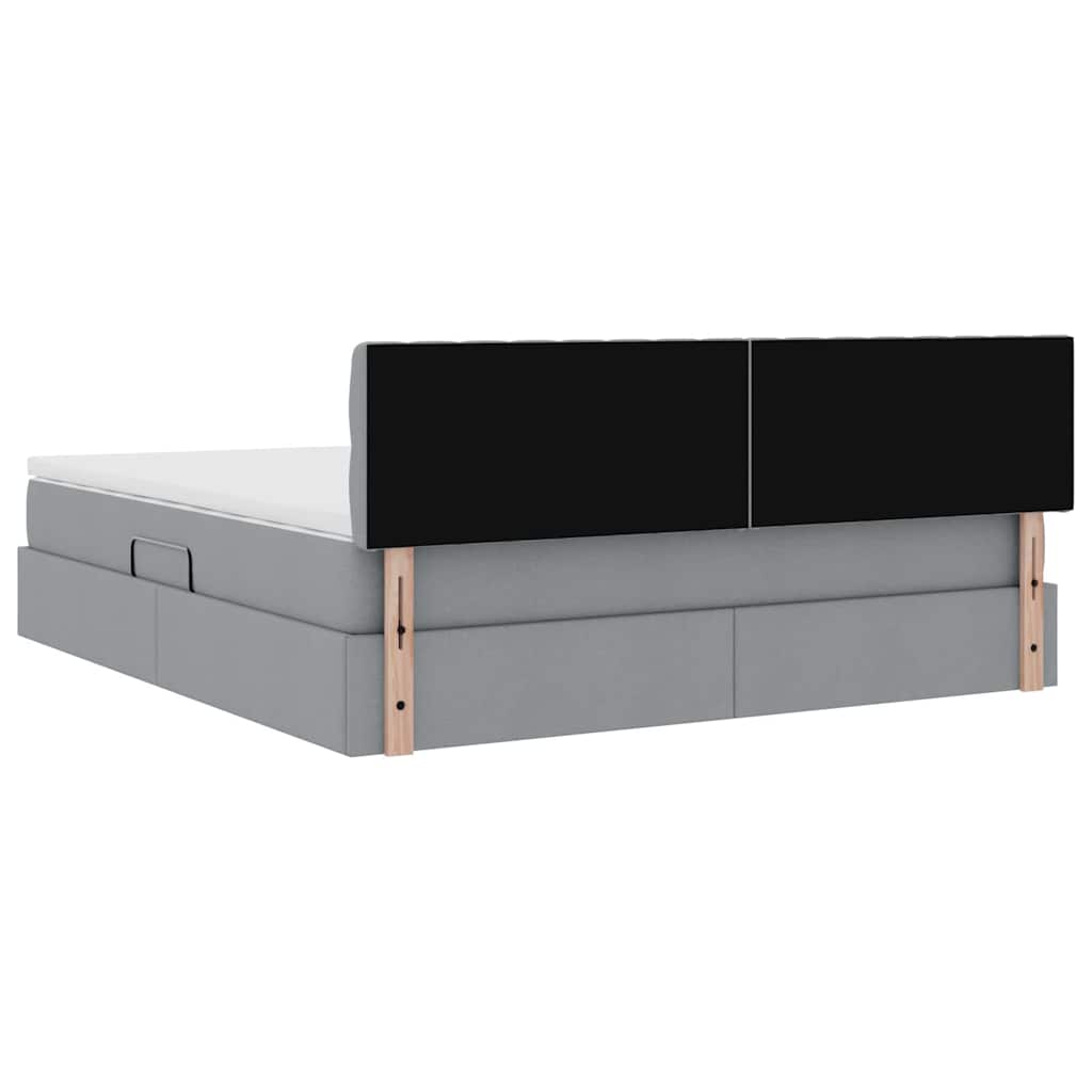 LED-Speicherbett mit Matratze Hellgrau 180 x 200 cm Stoff