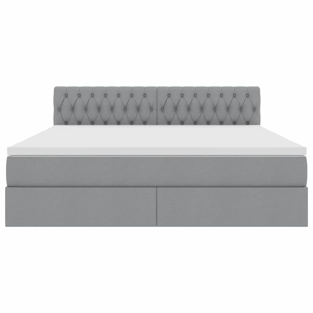 LED-Speicherbett mit Matratze Hellgrau 180 x 200 cm Stoff