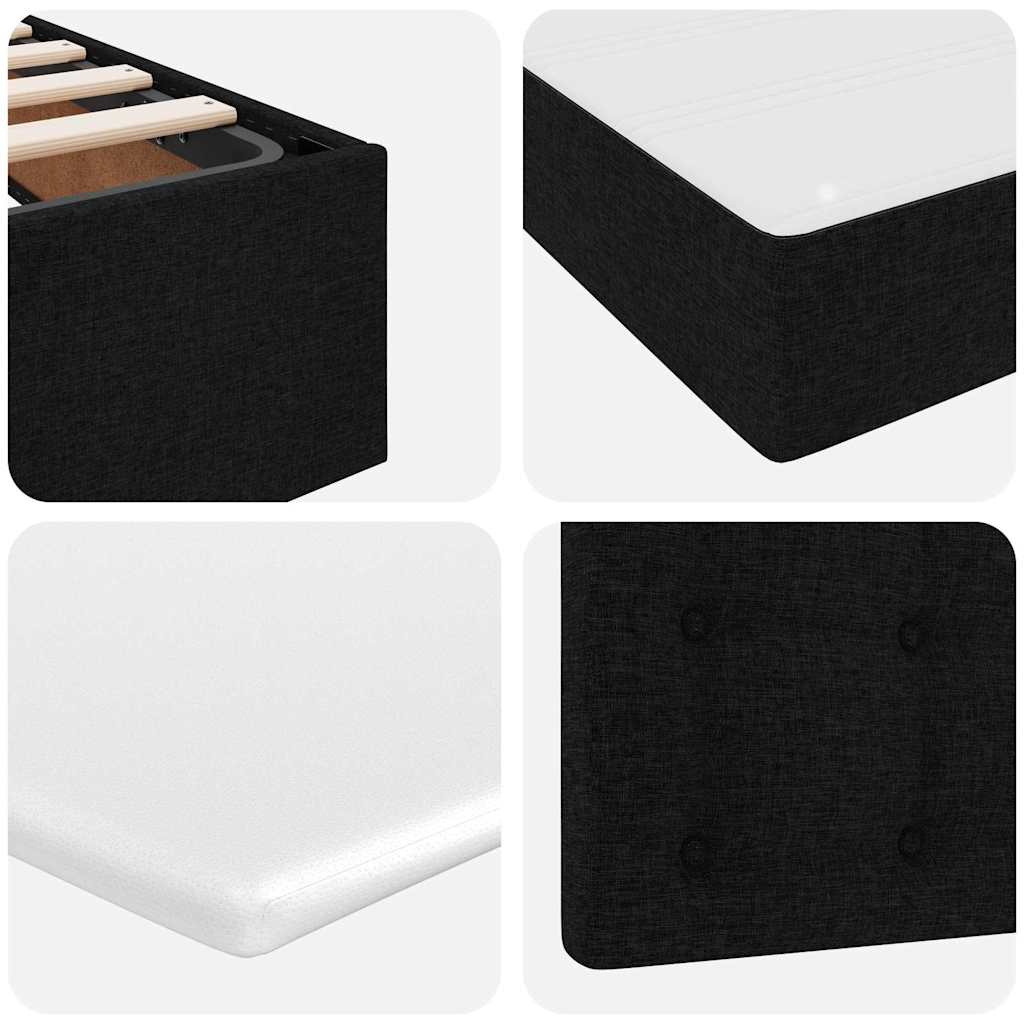 LED-Speicherbett mit Matratze Schwarz 90 x 190 cm Stoff