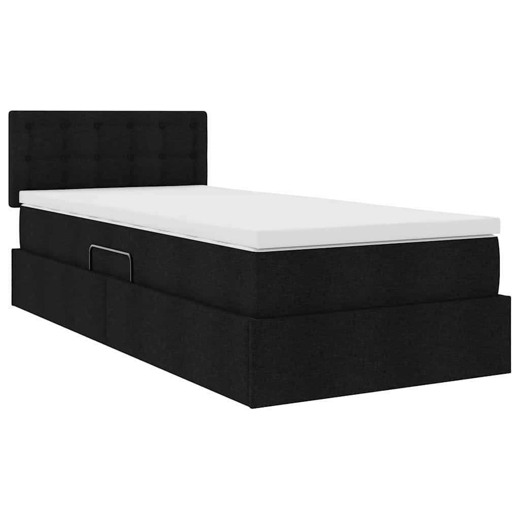 LED-Speicherbett mit Matratze Schwarz 90 x 190 cm Stoff