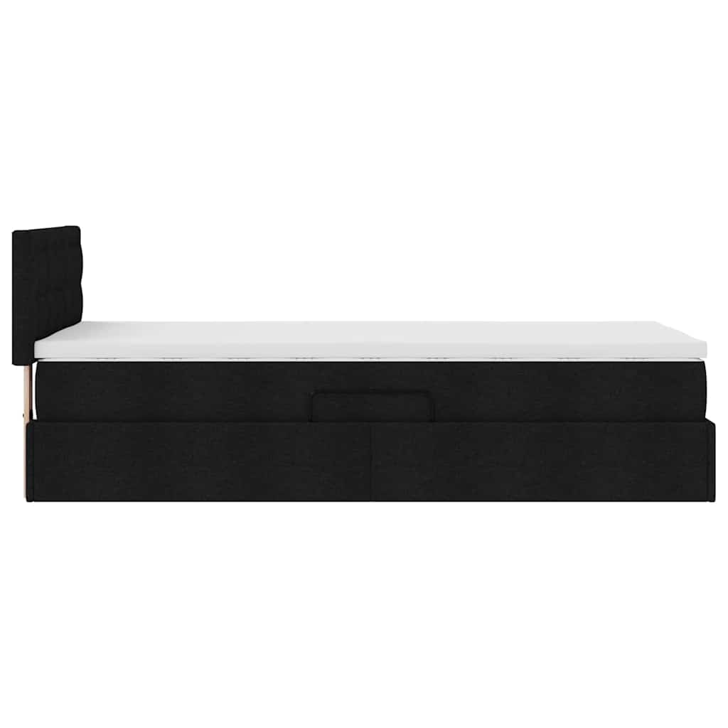 LED-Speicherbett mit Matratze Schwarz 90 x 190 cm Stoff