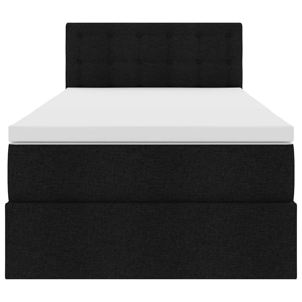 LED-Speicherbett mit Matratze Schwarz 90 x 200 cm Stoff
