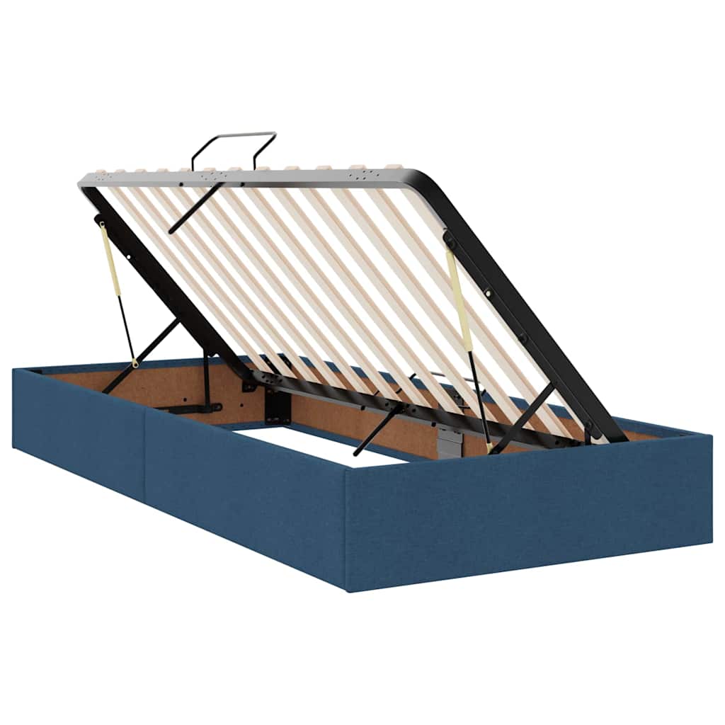 LED-Speicherbett mit Matratze Blau 90 x 200 cm Stoff