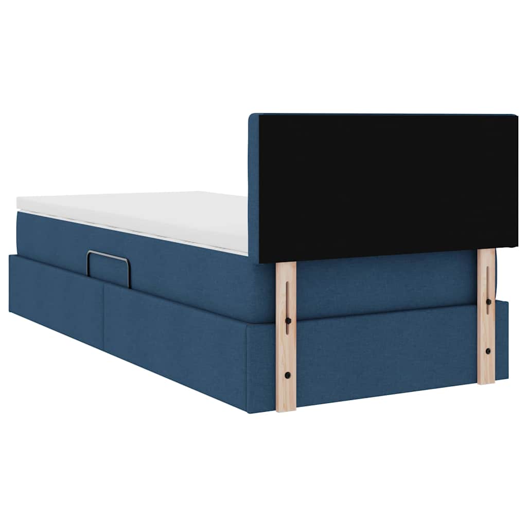LED-Speicherbett mit Matratze Blau 90 x 200 cm Stoff