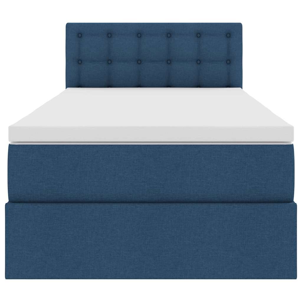 LED-Speicherbett mit Matratze Blau 90 x 200 cm Stoff