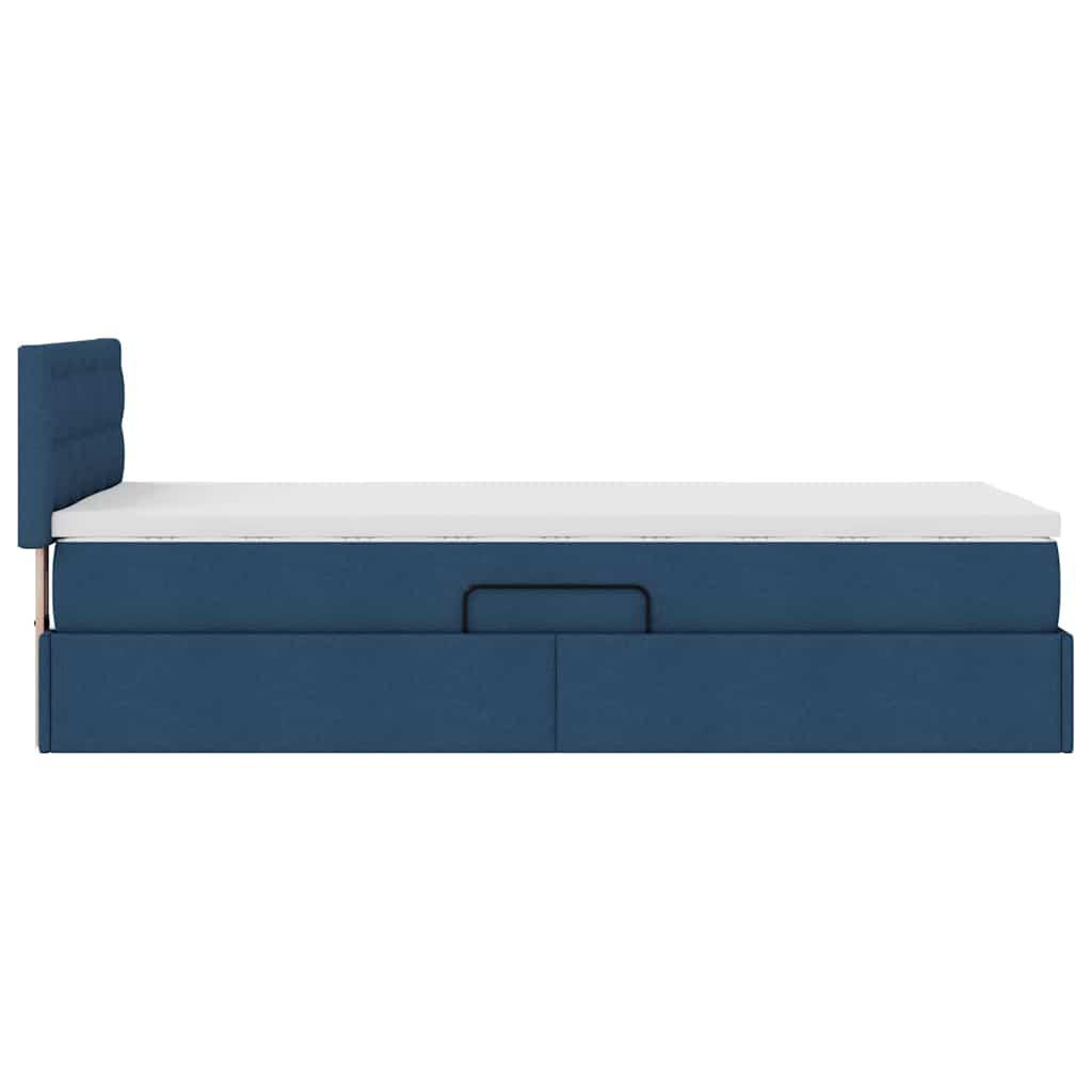 LED-Speicherbett mit Matratze Blau 90 x 200 cm Stoff