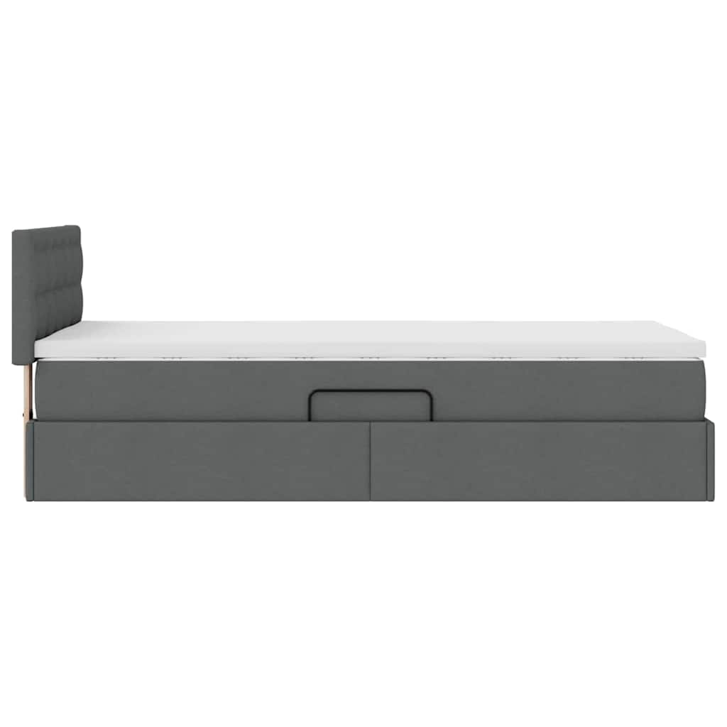 LED-Speicherbett mit Matratze Dunkelgrau 100 x 200 cm Stoff