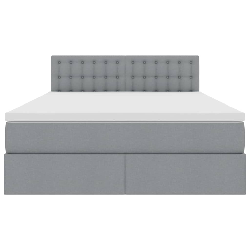 LED-Speicherbett mit Matratze Hellgrau 140 x 200 cm Stoff