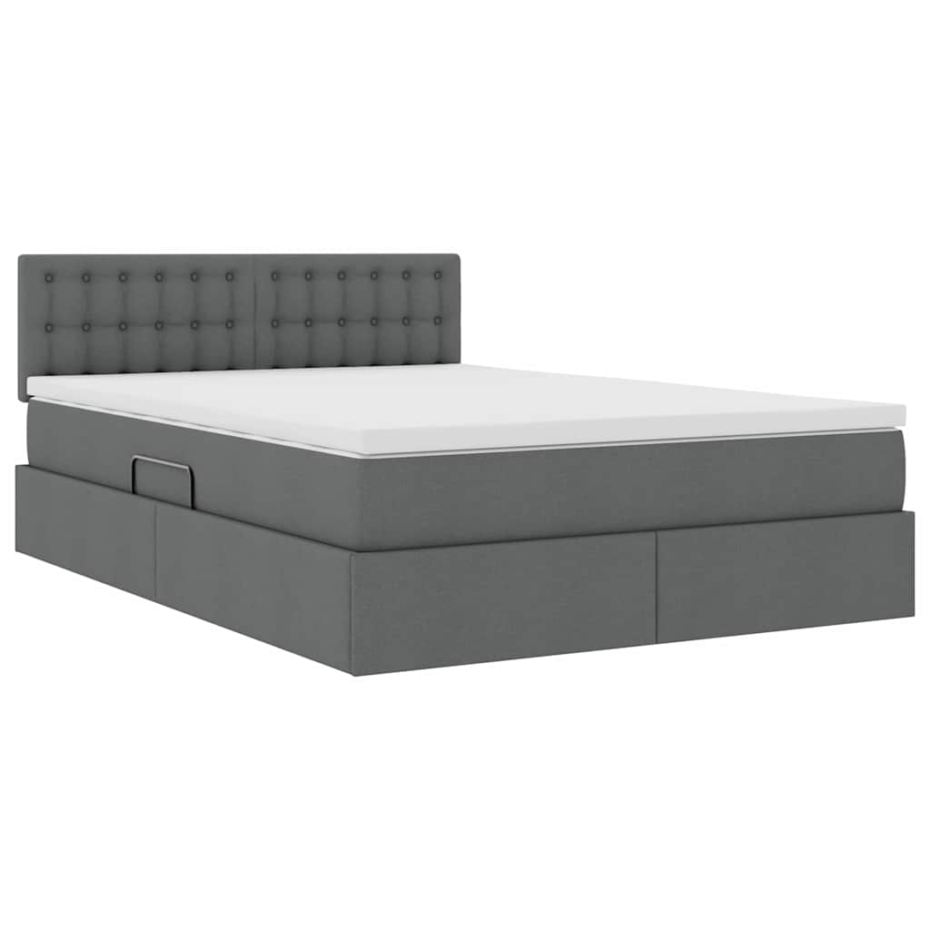 LED-Speicherbett mit Matratze Dunkelgrau 140 x 200 cm Stoff