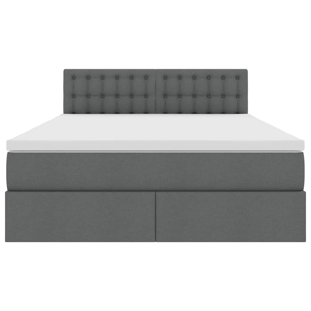 LED-Speicherbett mit Matratze Dunkelgrau 140 x 200 cm Stoff