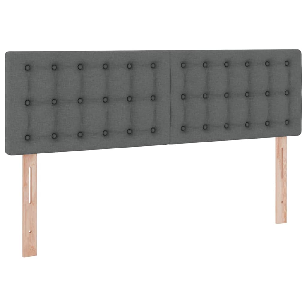 LED-Speicherbett mit Matratze Dunkelgrau 140 x 200 cm Stoff